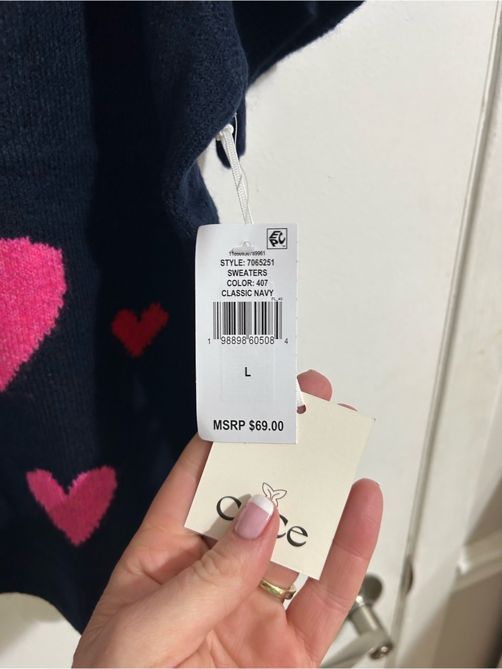NWT Cece Women’s Crewneck Heart print Short Sleeve Sweater, Large - Picture 4 of 9
